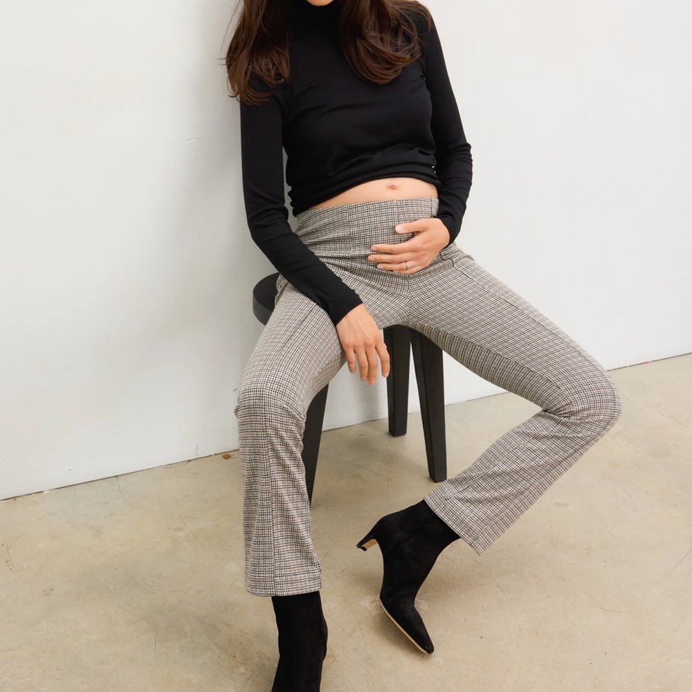 Hatch Collection The Seamed Stretch Crop Pant in Houndstooth, Size 2 maternity